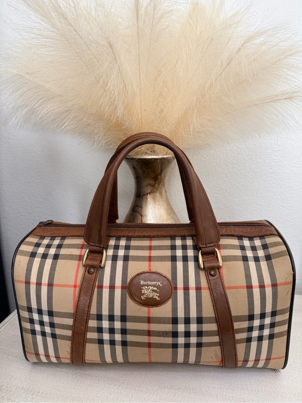 BURBERRYS Nova Check Boston Travel Bag
